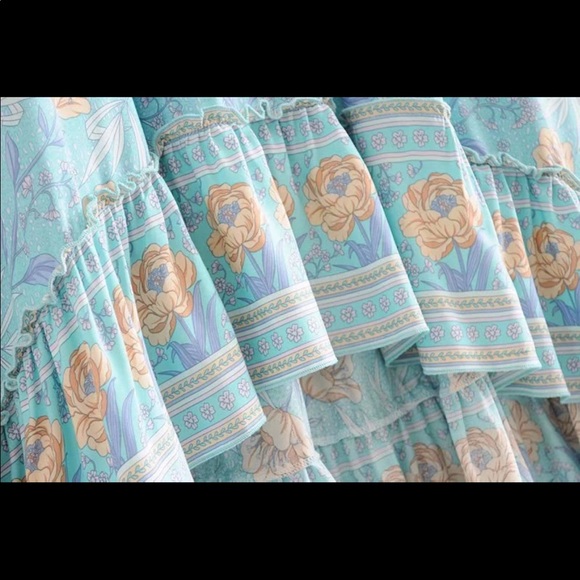 Hi Low Maxi Boho Floral Gypsy Print Skirt Pink - Picture 6 of 15